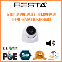 Besta 5 MP IP POE WARM LED Dahili Mikrofonlu Dome Güvenlik Kamerası KD-5250W