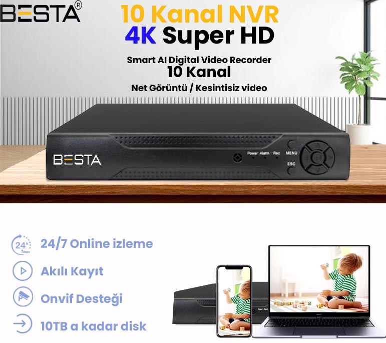 Besta Xmeye 10 Kanal 5mp Nvr ip kamera kayıt cihazı